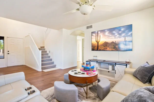 sunlit villa living room area